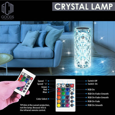 Crystal Lamp Rose Light Diamond Lamp