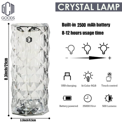 Crystal Lamp Rose Light Diamond Lamp