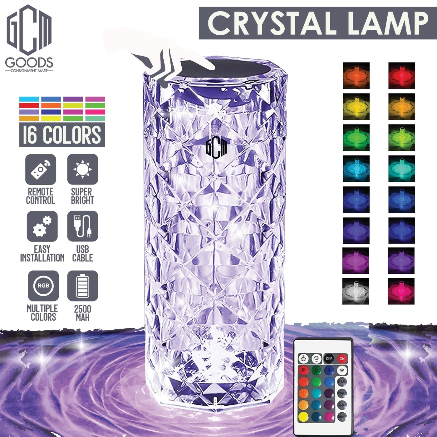 Crystal Lamp Rose Light Diamond Lamp